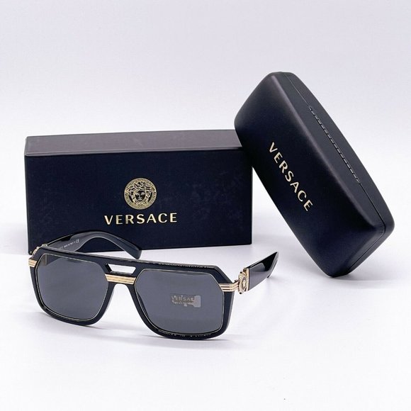 Sale! New Versace Black w/ Gold Unisex Sunglasses - Picture 2 of 9